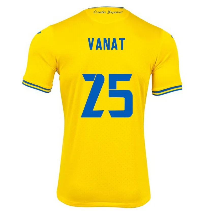 Danxen Homme Maillot Ukraine Vladyslav Vanat #25 Jaune Tenues Domicile 24-26 T-Shirt