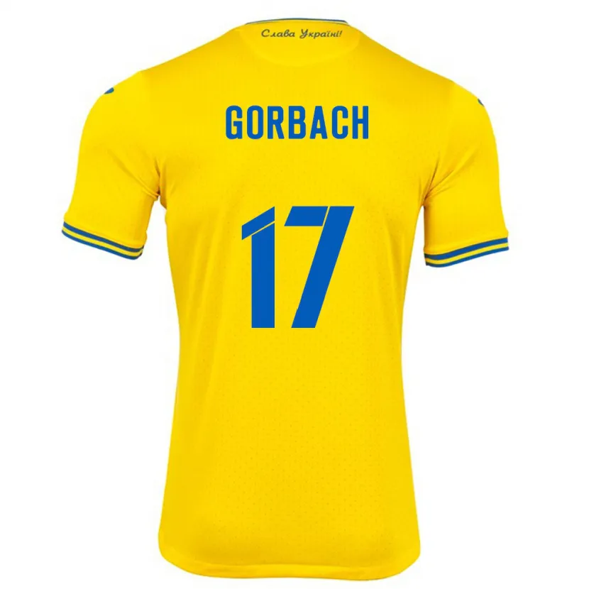 Danxen Homme Maillot Ukraine Igor Gorbach #17 Jaune Tenues Domicile 24-26 T-Shirt