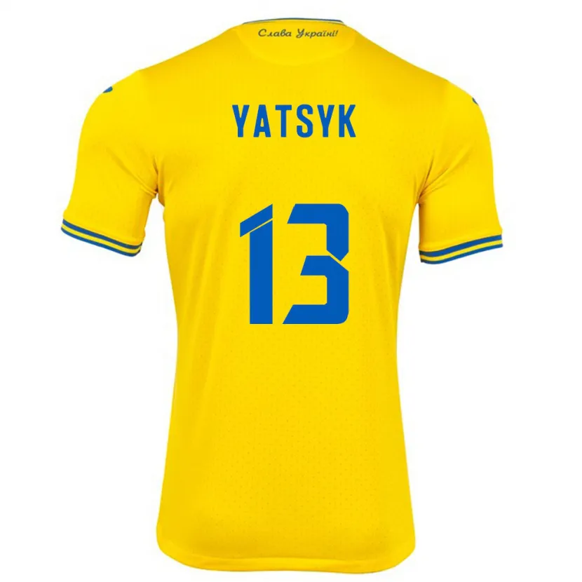 Danxen Homme Maillot Ukraine Oleksandr Yatsyk #13 Jaune Tenues Domicile 24-26 T-Shirt