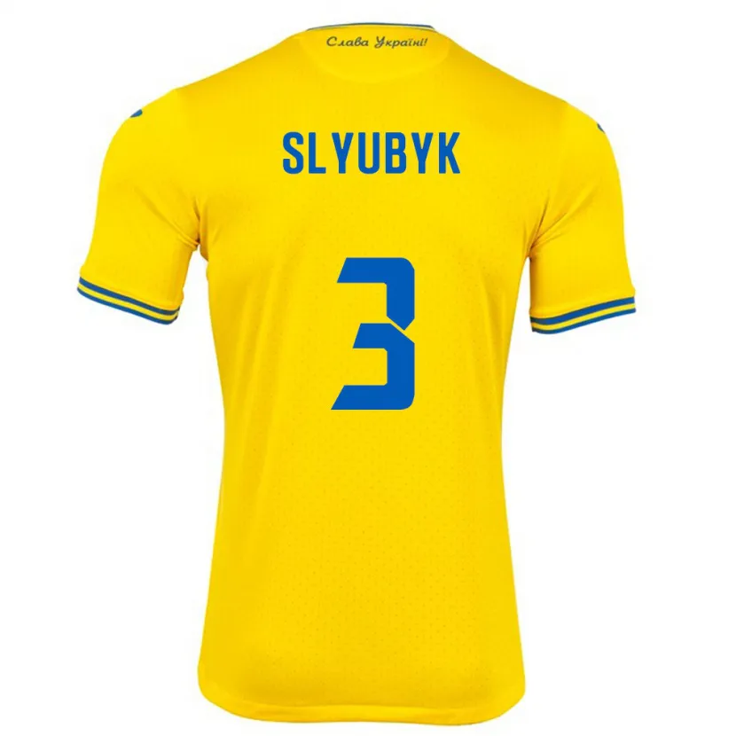 Danxen Homme Maillot Ukraine Bogdan Slyubyk #3 Jaune Tenues Domicile 24-26 T-Shirt