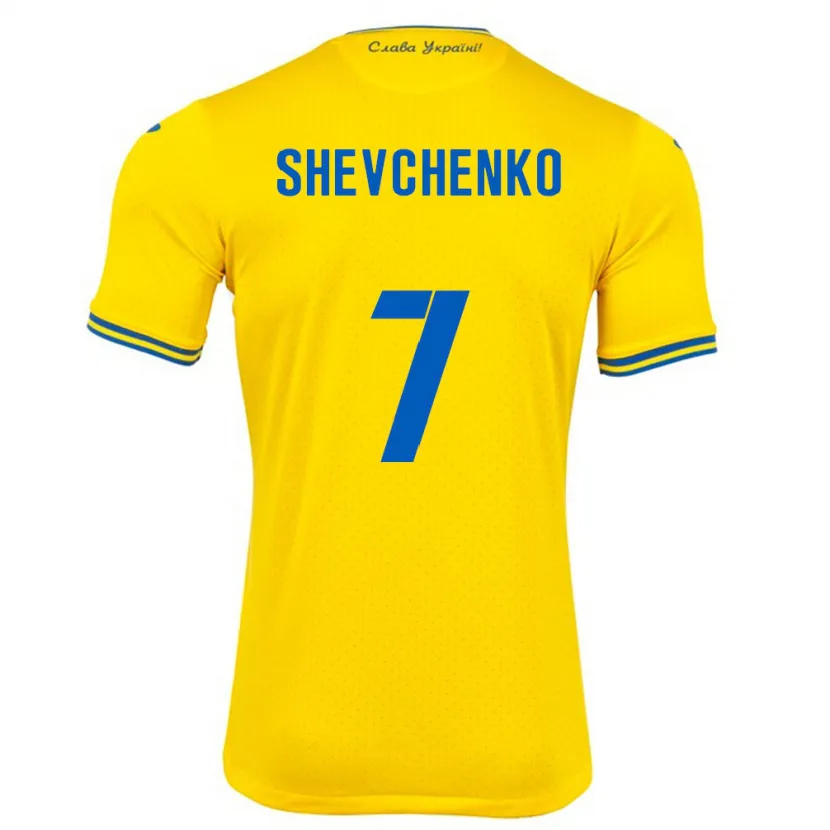 Danxen Homme Maillot Ukraine Kristian Shevchenko #7 Jaune Tenues Domicile 24-26 T-Shirt