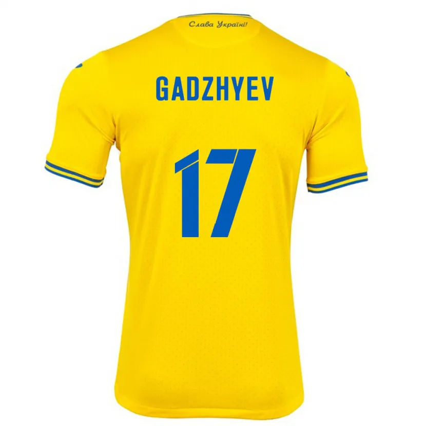 Danxen Homme Maillot Ukraine Ramik Gadzhyev #17 Jaune Tenues Domicile 24-26 T-Shirt