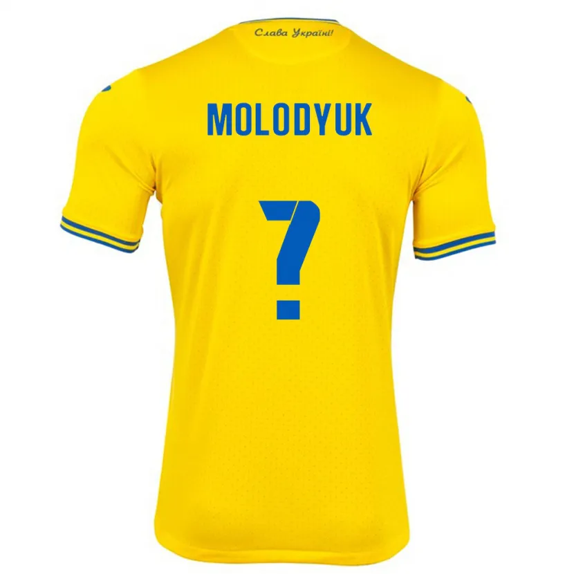 Danxen Homme Maillot Ukraine Yelyzaveta Molodyuk #0 Jaune Tenues Domicile 24-26 T-Shirt