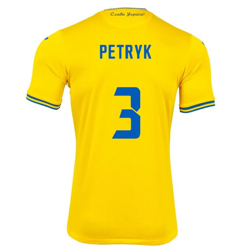 Danxen Homme Maillot Ukraine Anna Petryk #3 Jaune Tenues Domicile 24-26 T-Shirt