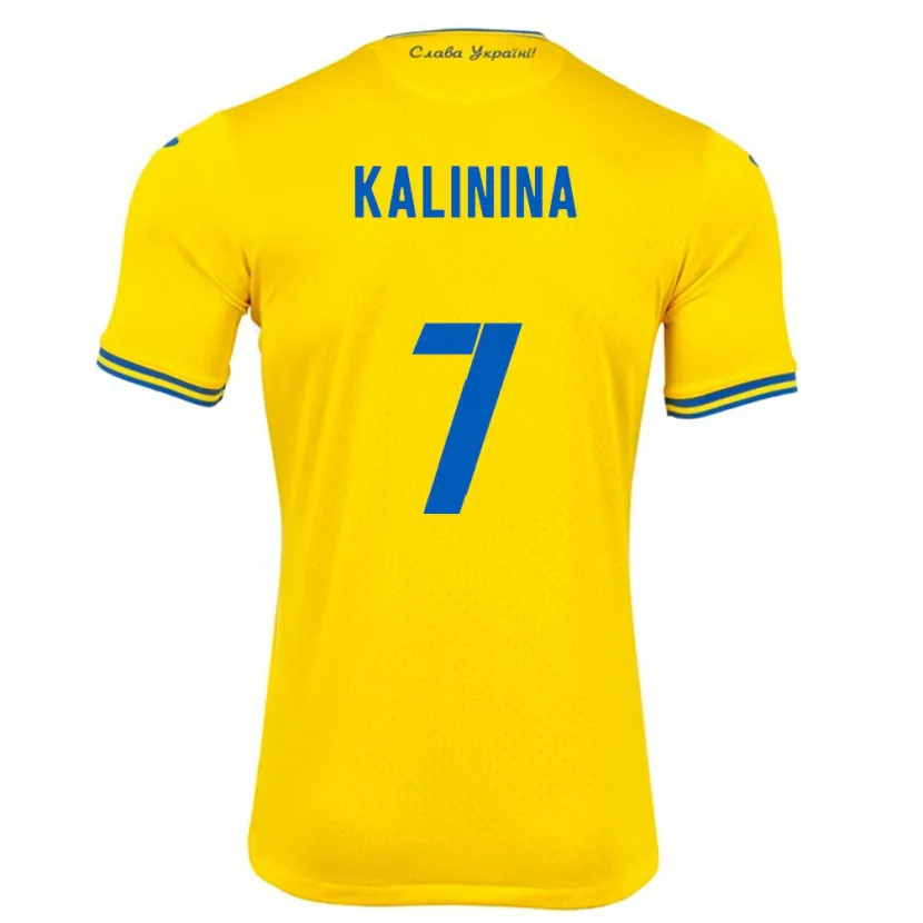 Danxen Homme Maillot Ukraine Yana Kalinina #7 Jaune Tenues Domicile 24-26 T-Shirt