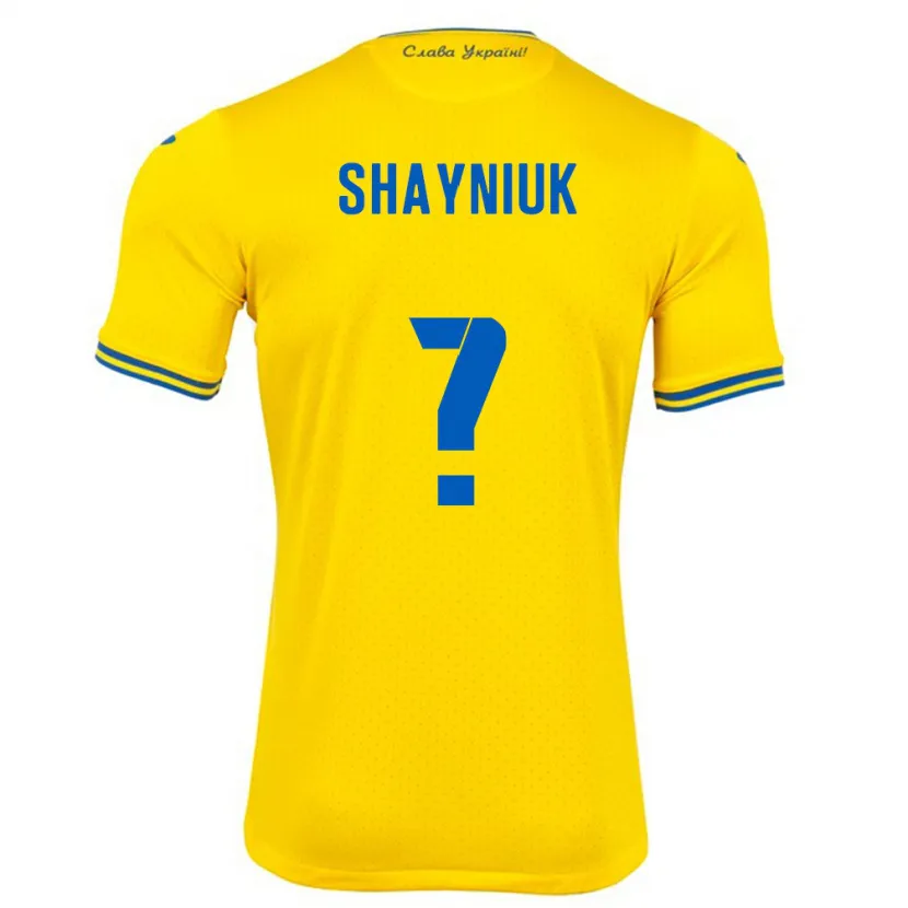Danxen Homme Maillot Ukraine Marina Shayniuk #0 Jaune Tenues Domicile 24-26 T-Shirt