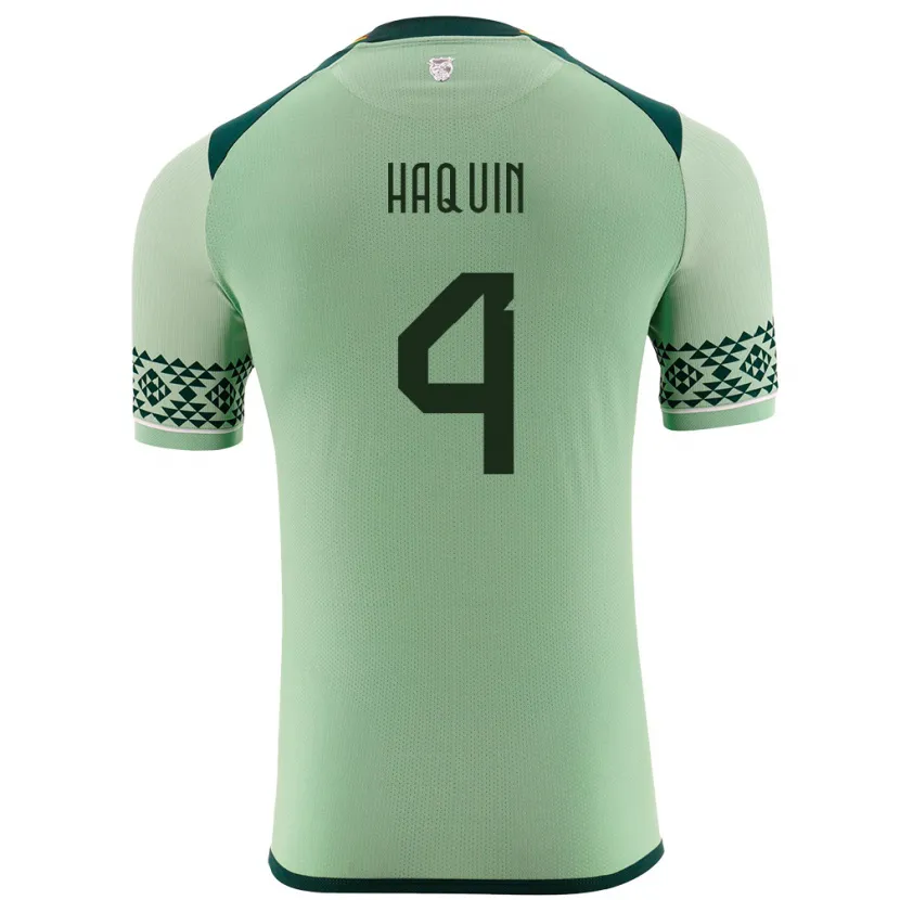 Danxen Homme Maillot Bolivie Luis Haquín #4 Vert Clair Tenues Domicile 24-26 T-Shirt