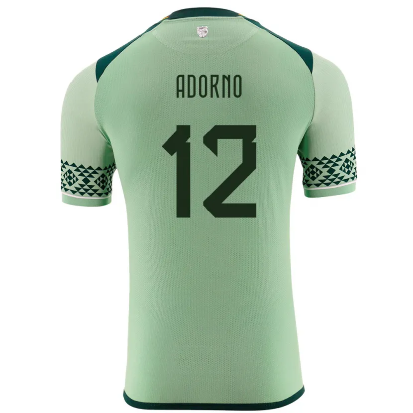 Danxen Homme Maillot Bolivie Carlos Adorno #12 Vert Clair Tenues Domicile 24-26 T-Shirt