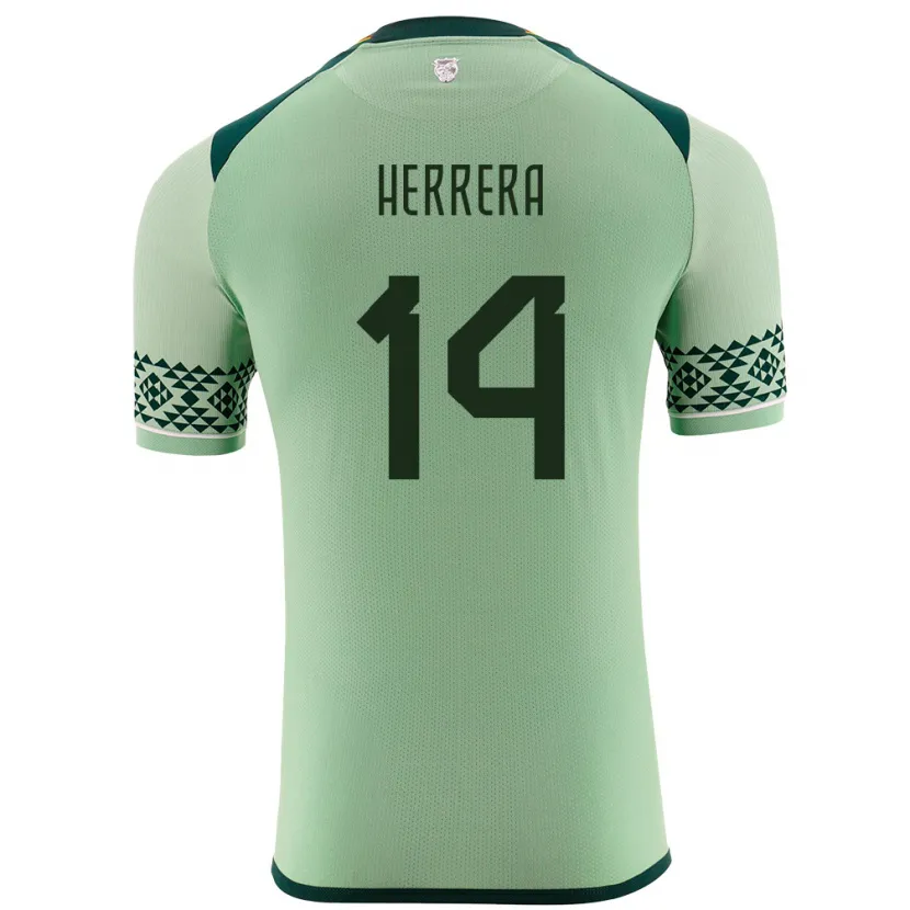Danxen Homme Maillot Bolivie José Herrera #14 Vert Clair Tenues Domicile 24-26 T-Shirt