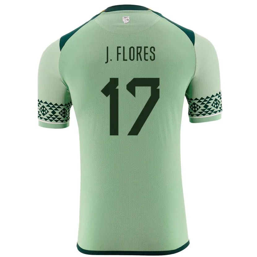 Danxen Homme Maillot Bolivie José Flores #17 Vert Clair Tenues Domicile 24-26 T-Shirt