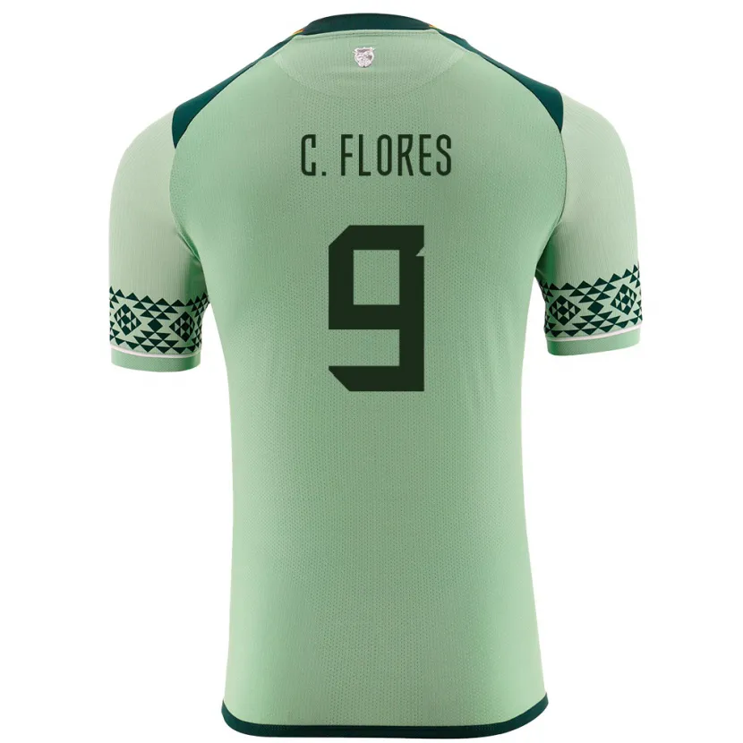 Danxen Homme Maillot Bolivie Cesar Flores #9 Vert Clair Tenues Domicile 24-26 T-Shirt