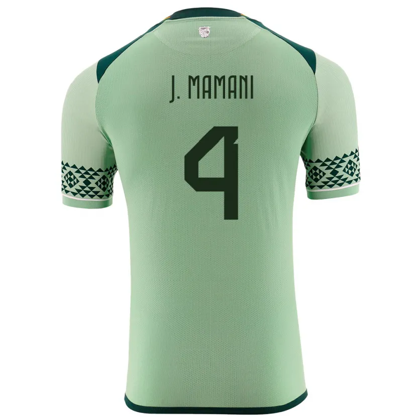 Danxen Homme Maillot Bolivie Jhylian Mary Mamani #4 Vert Clair Tenues Domicile 24-26 T-Shirt