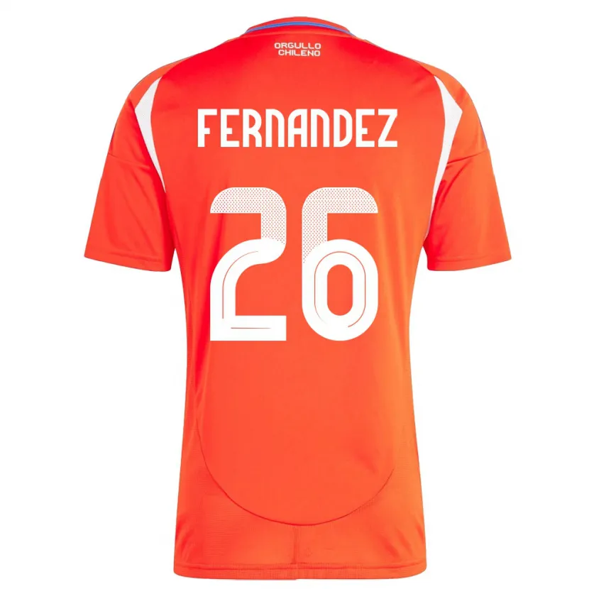 Danxen Homme Maillot Chili Nicolás Fernández #26 Rouge Tenues Domicile 24-26 T-Shirt