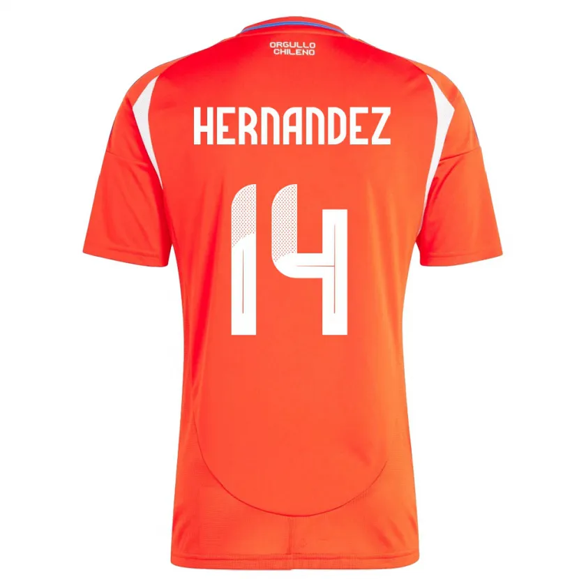 Danxen Homme Maillot Chili Leandro Hernández #14 Rouge Tenues Domicile 24-26 T-Shirt