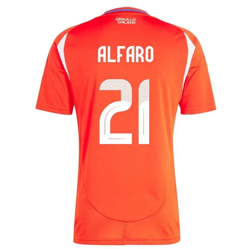 Danxen Homme Maillot Chili Julián Alfaro #21 Rouge Tenues Domicile 24-26 T-Shirt