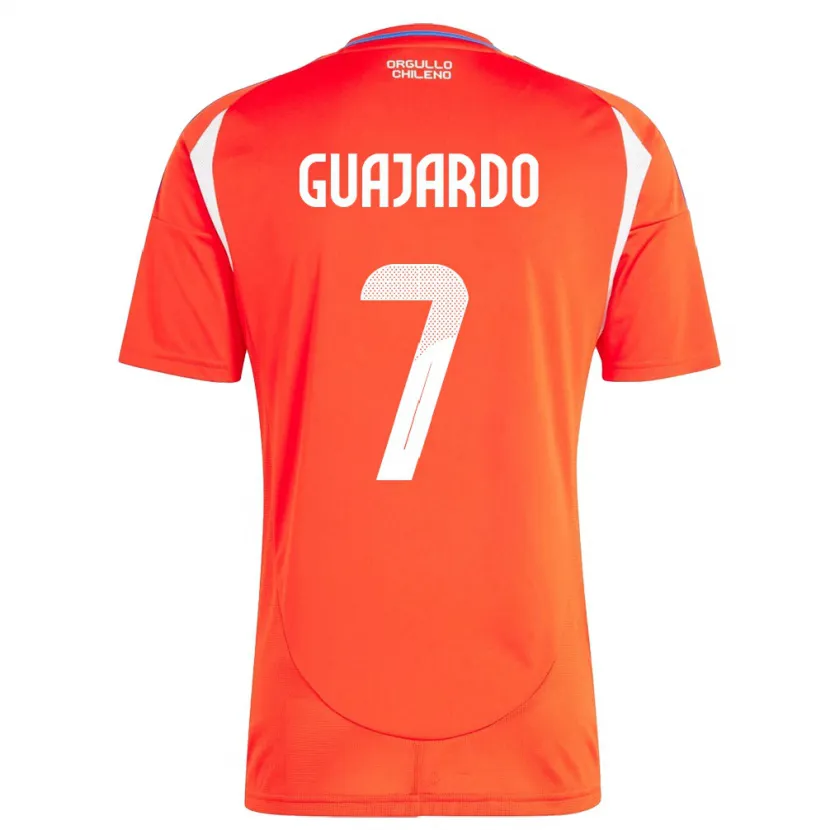 Danxen Homme Maillot Chili Paolo Guajardo #7 Rouge Tenues Domicile 24-26 T-Shirt