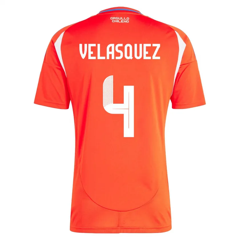 Danxen Homme Maillot Chili Lucas Velásquez #4 Rouge Tenues Domicile 24-26 T-Shirt