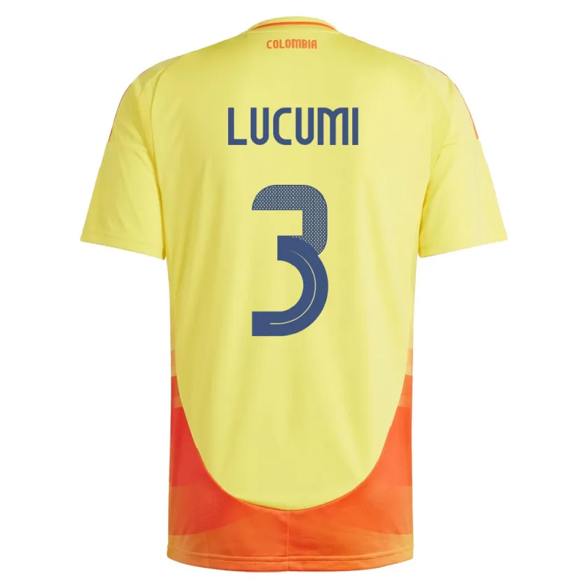 Danxen Homme Maillot Colombie Jhon Lucumí #3 Jaune Tenues Domicile 24-26 T-Shirt