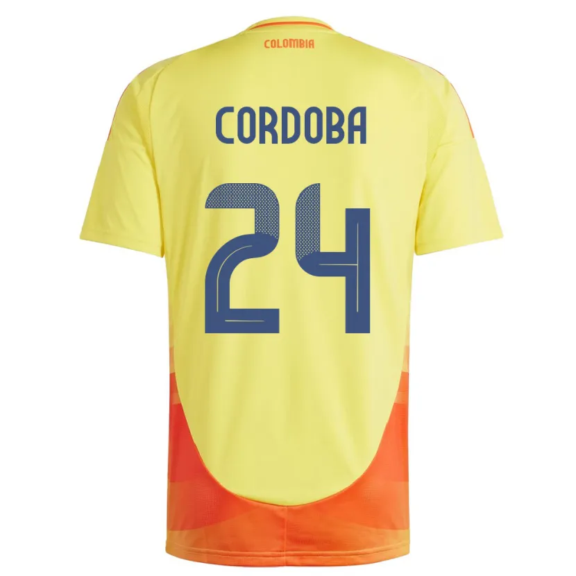 Danxen Homme Maillot Colombie Jhon Córdoba #24 Jaune Tenues Domicile 24-26 T-Shirt