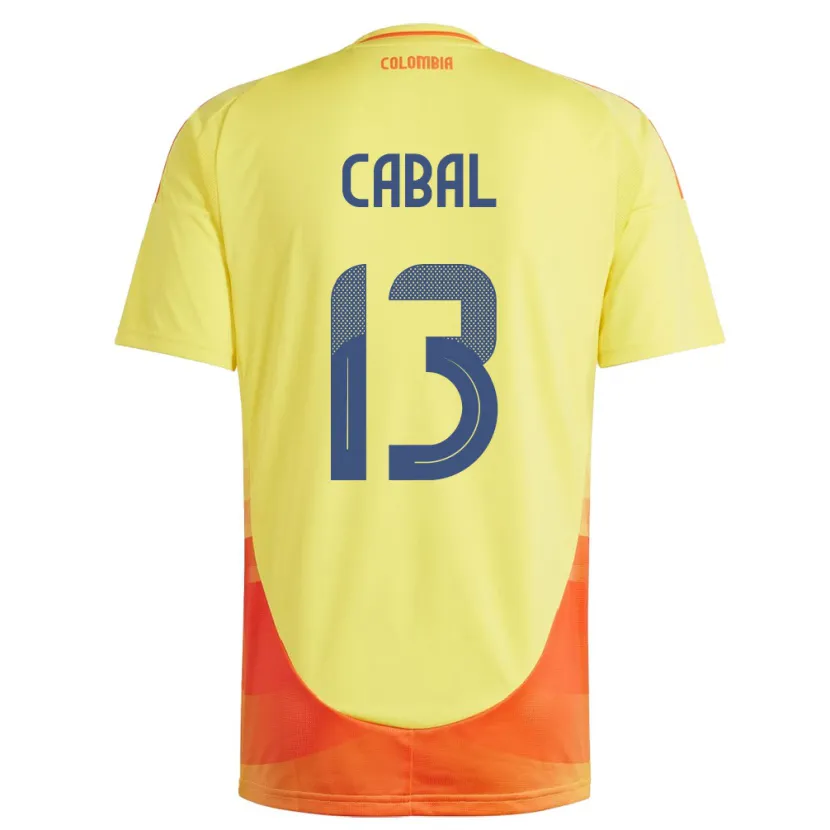 Danxen Homme Maillot Colombie Juan Cabal #13 Jaune Tenues Domicile 24-26 T-Shirt