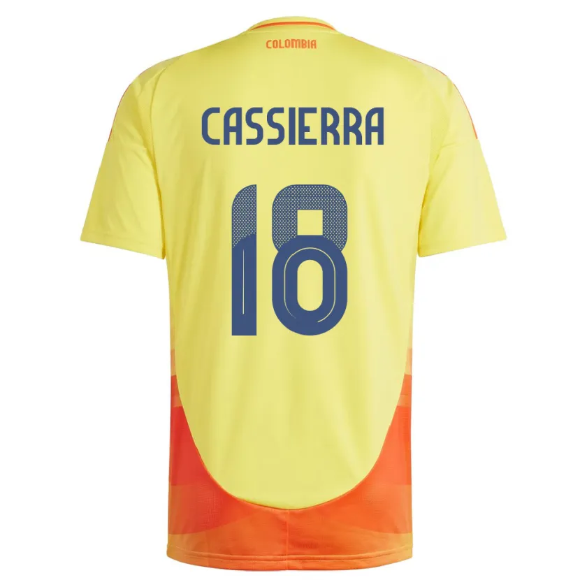 Danxen Homme Maillot Colombie Mateo Cassierra #18 Jaune Tenues Domicile 24-26 T-Shirt