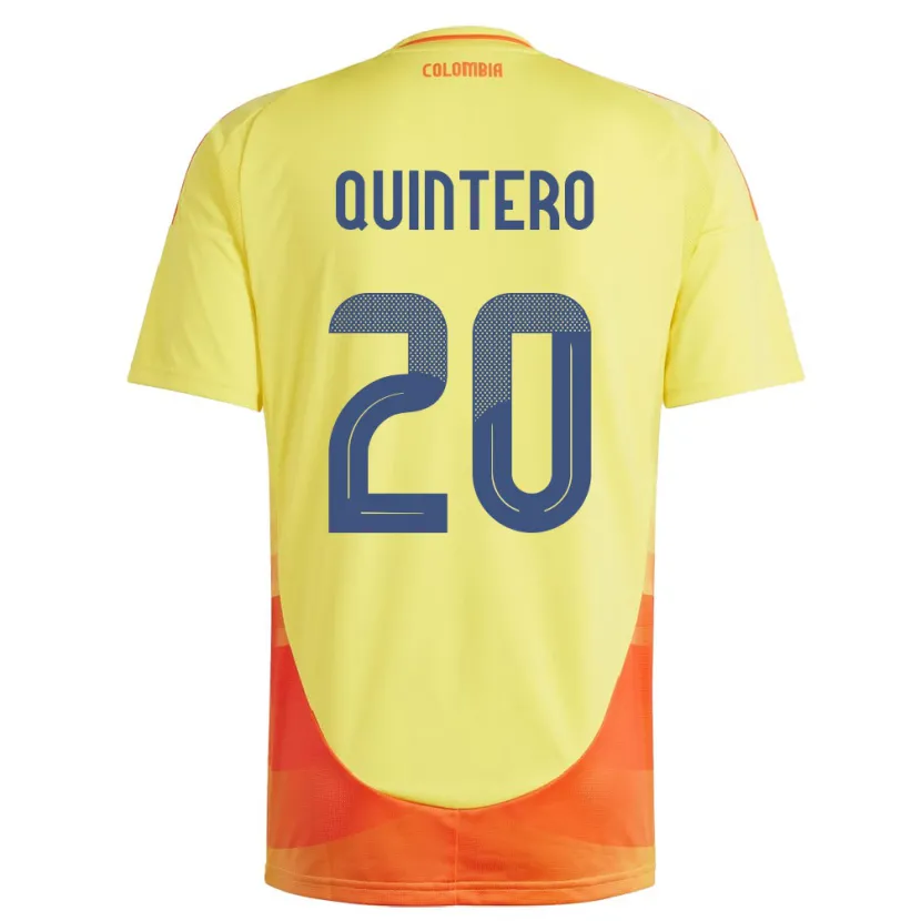 Danxen Homme Maillot Colombie Juan Fernando Quintero #20 Jaune Tenues Domicile 24-26 T-Shirt