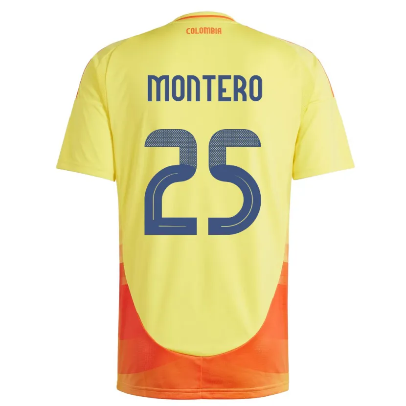 Danxen Homme Maillot Colombie Álvaro Montero #25 Jaune Tenues Domicile 24-26 T-Shirt