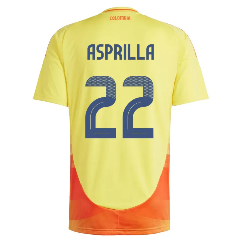 Danxen Homme Maillot Colombie Yáser Asprilla #22 Jaune Tenues Domicile 24-26 T-Shirt
