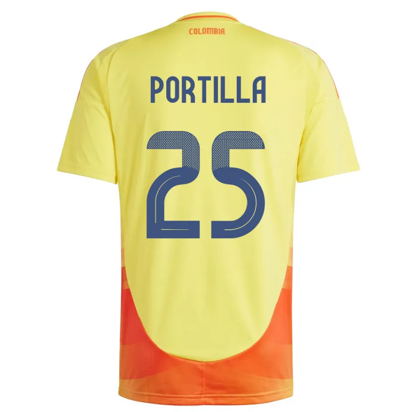 Danxen Homme Maillot Colombie Juan Portilla #25 Jaune Tenues Domicile 24-26 T-Shirt