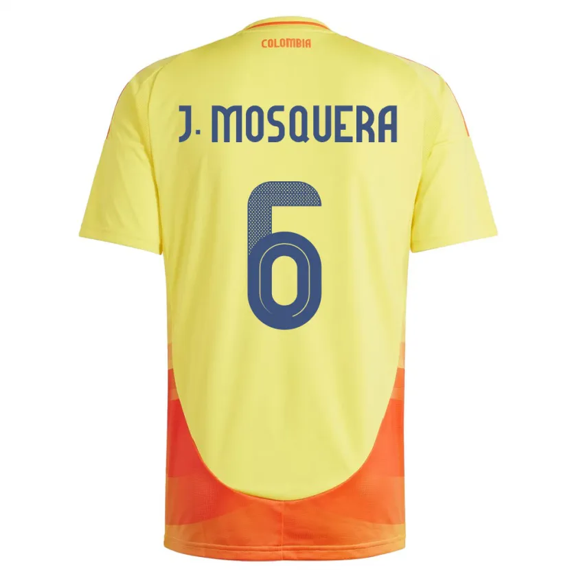 Danxen Homme Maillot Colombie Juan Mosquera #6 Jaune Tenues Domicile 24-26 T-Shirt