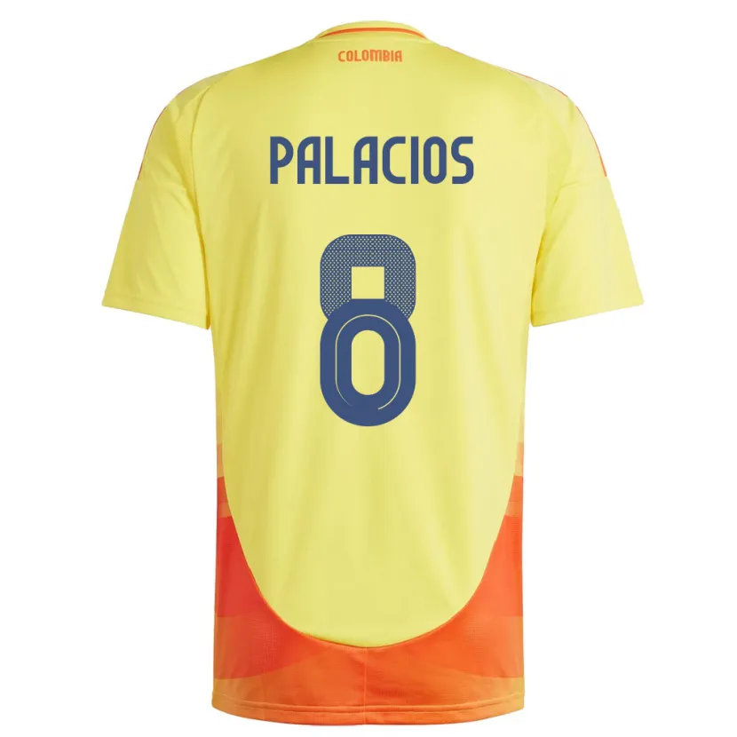 Danxen Homme Maillot Colombie Brahian Palacios #8 Jaune Tenues Domicile 24-26 T-Shirt