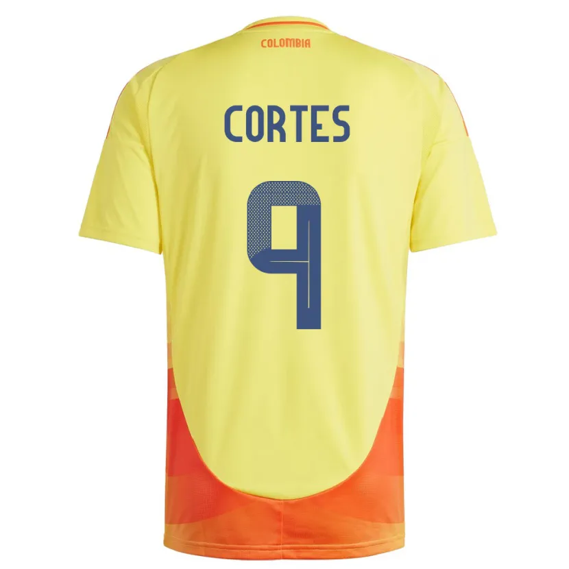 Danxen Homme Maillot Colombie Carlos Cortés #9 Jaune Tenues Domicile 24-26 T-Shirt