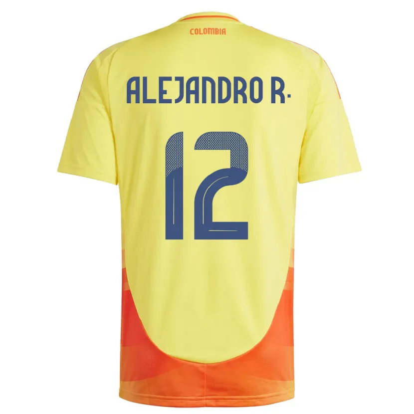 Danxen Homme Maillot Colombie Alejandro Rodríguez #12 Jaune Tenues Domicile 24-26 T-Shirt
