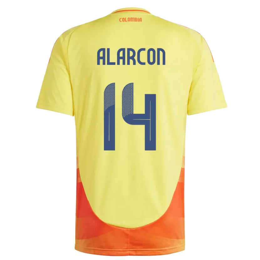 Danxen Homme Maillot Colombie Andrés Alarcón #14 Jaune Tenues Domicile 24-26 T-Shirt