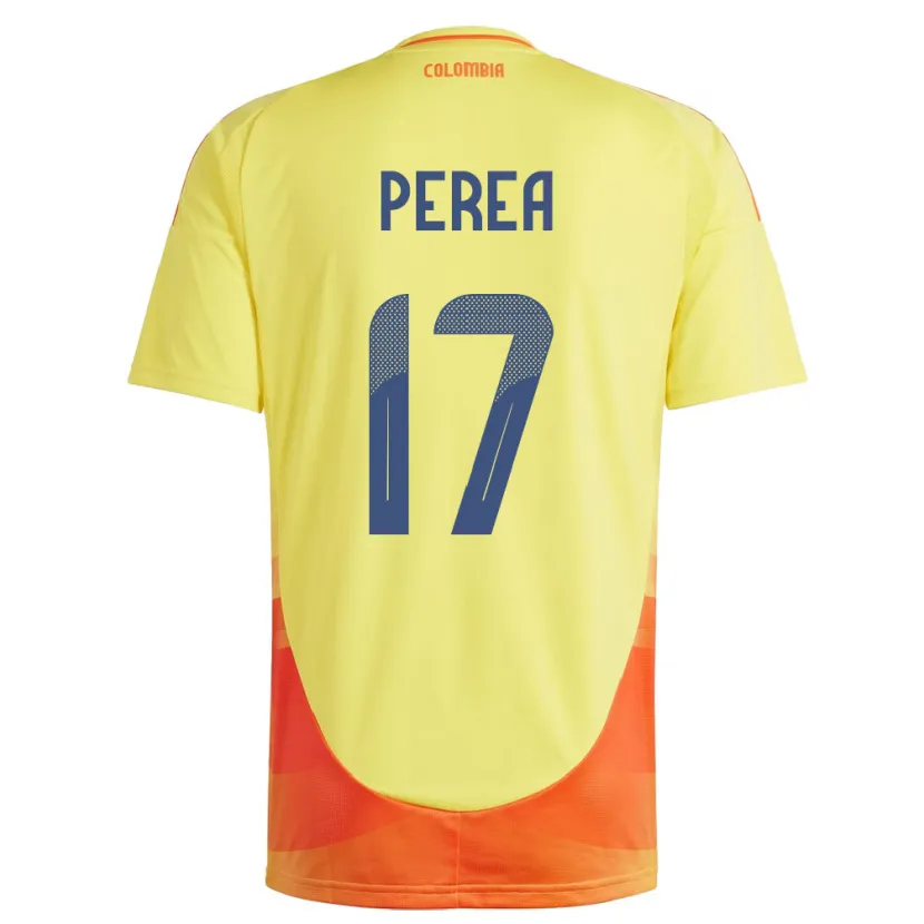 Danxen Homme Maillot Colombie Óscar Perea #17 Jaune Tenues Domicile 24-26 T-Shirt
