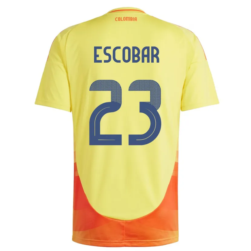 Danxen Homme Maillot Colombie Josen Escobar #23 Jaune Tenues Domicile 24-26 T-Shirt