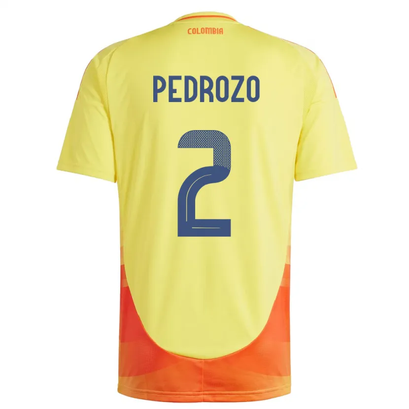 Danxen Homme Maillot Colombie Daniel Pedrozo #2 Jaune Tenues Domicile 24-26 T-Shirt