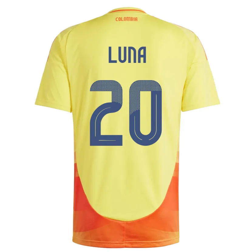 Danxen Homme Maillot Colombie Daniel Luna #20 Jaune Tenues Domicile 24-26 T-Shirt