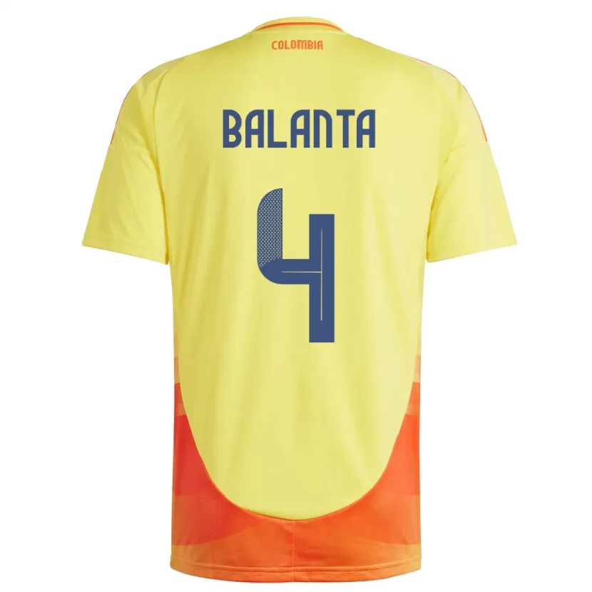 Danxen Homme Maillot Colombie Marlon Balanta #4 Jaune Tenues Domicile 24-26 T-Shirt