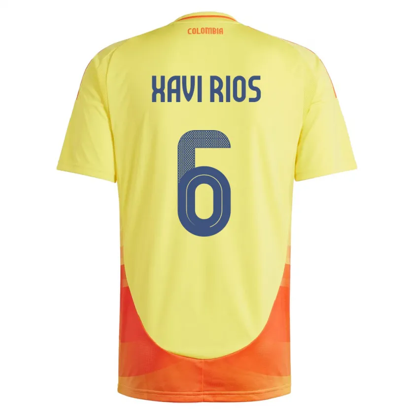 Danxen Homme Maillot Colombie Xavi Ríos #6 Jaune Tenues Domicile 24-26 T-Shirt