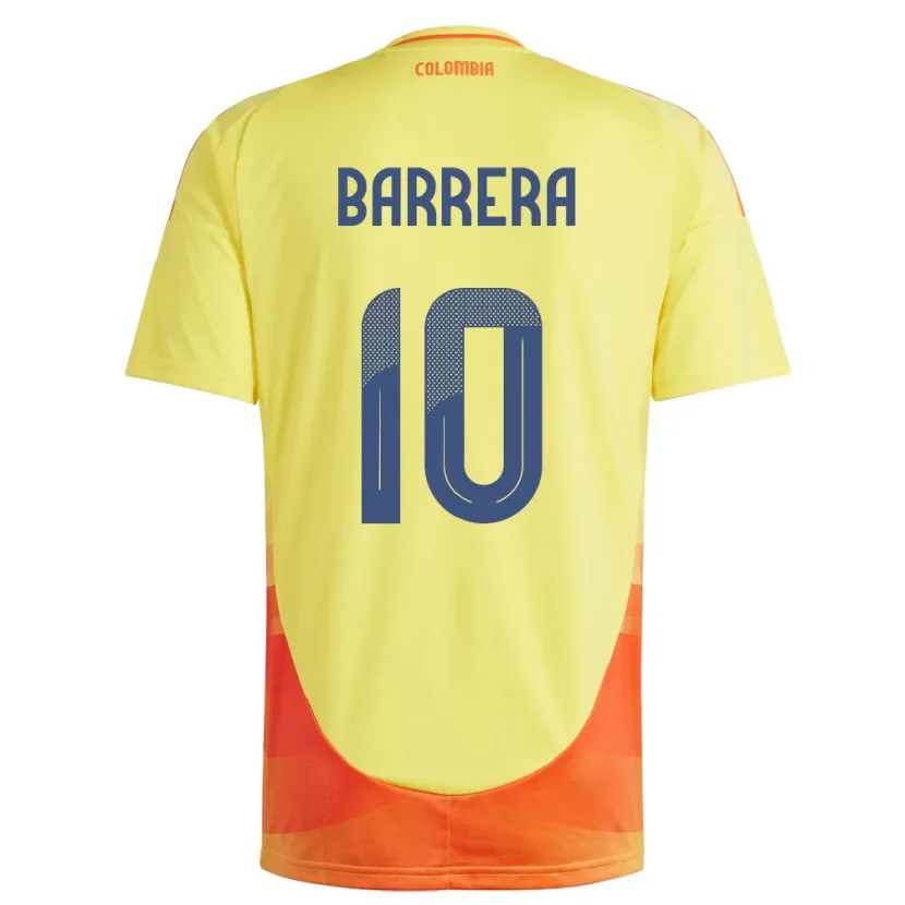 Danxen Homme Maillot Colombie Jordan Barrera #10 Jaune Tenues Domicile 24-26 T-Shirt