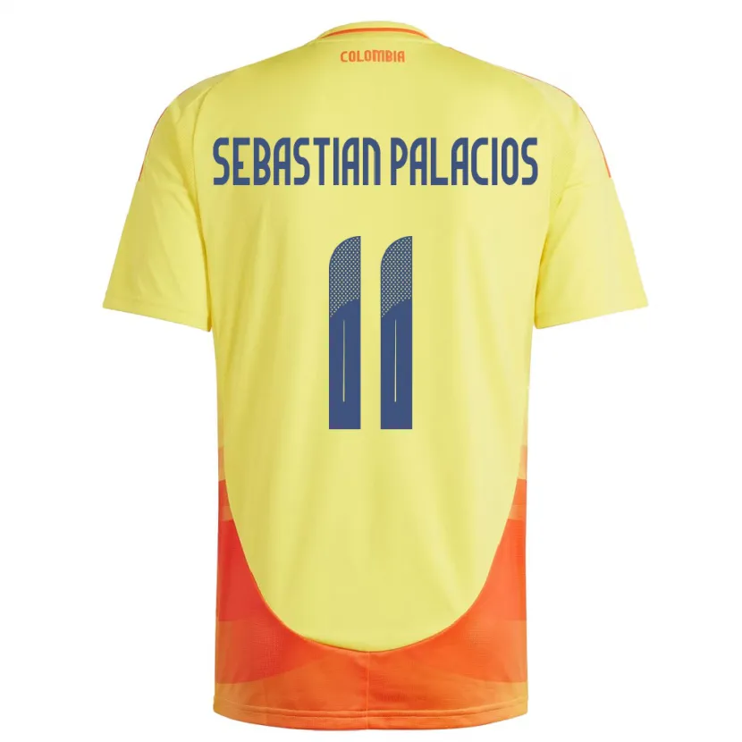 Danxen Homme Maillot Colombie Juan Sebastián Palacios #11 Jaune Tenues Domicile 24-26 T-Shirt