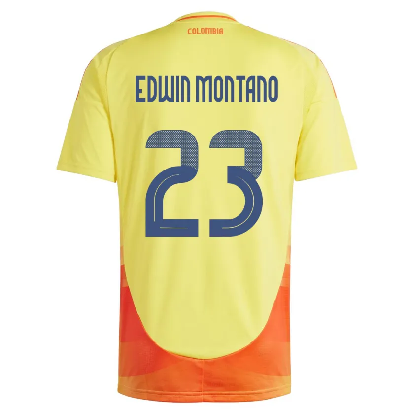Danxen Homme Maillot Colombie John Edwin Montaño #23 Jaune Tenues Domicile 24-26 T-Shirt