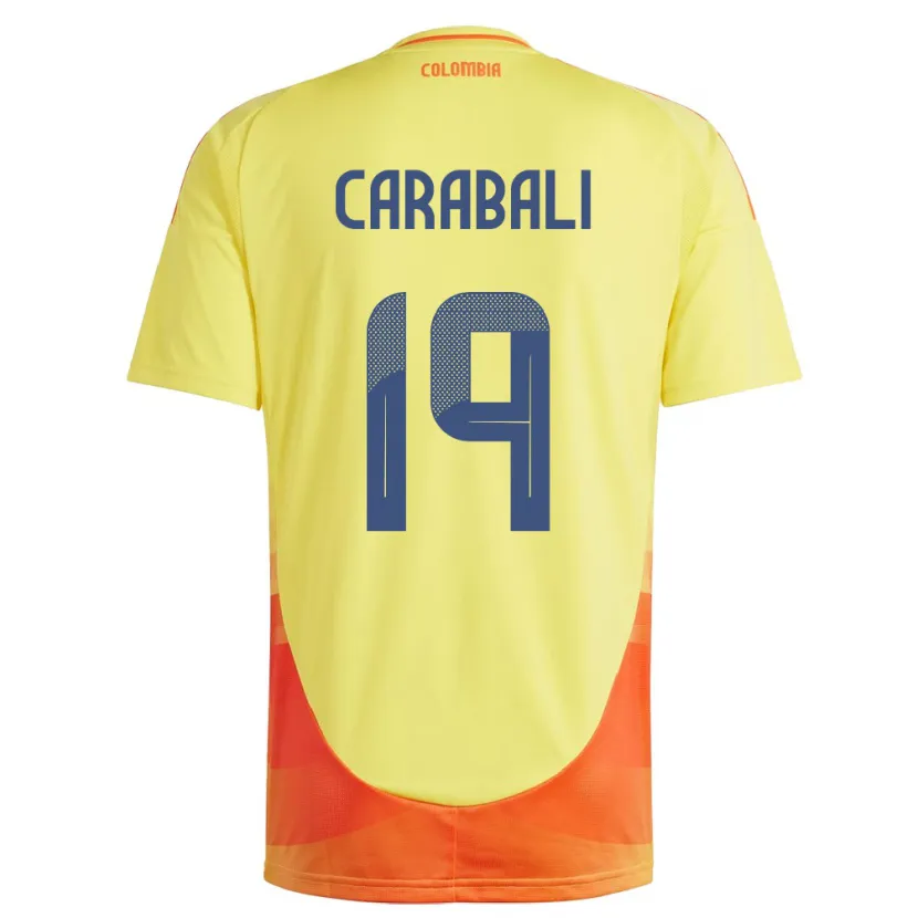 Danxen Homme Maillot Colombie Jorelyn Carabalí #19 Jaune Tenues Domicile 24-26 T-Shirt
