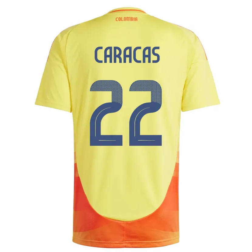 Danxen Homme Maillot Colombie Daniela Caracas #22 Jaune Tenues Domicile 24-26 T-Shirt