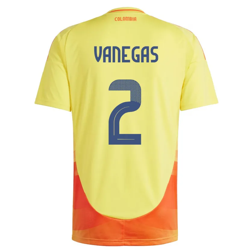 Danxen Homme Maillot Colombie Manuela Vanegas #2 Jaune Tenues Domicile 24-26 T-Shirt