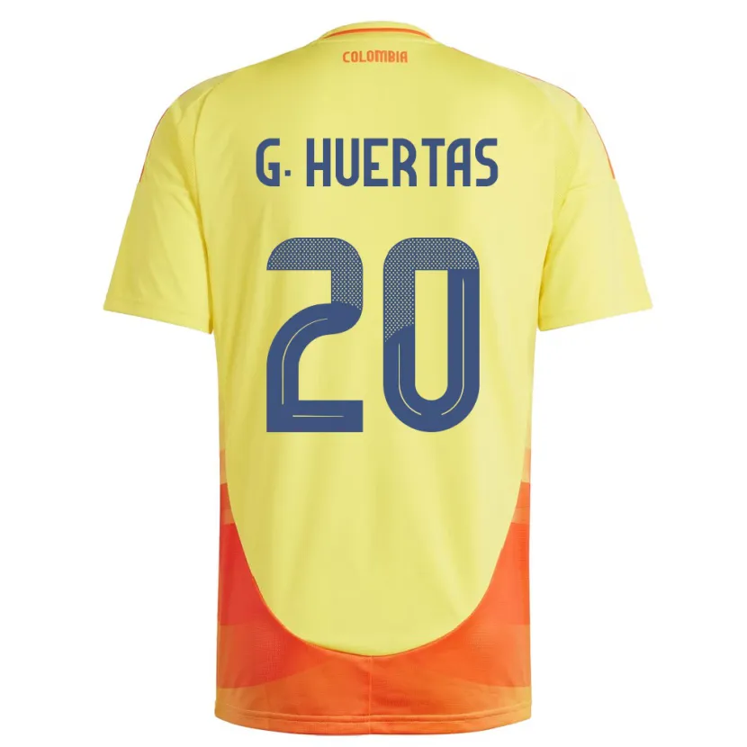 Danxen Homme Maillot Colombie Gabriela Huertas #20 Jaune Tenues Domicile 24-26 T-Shirt