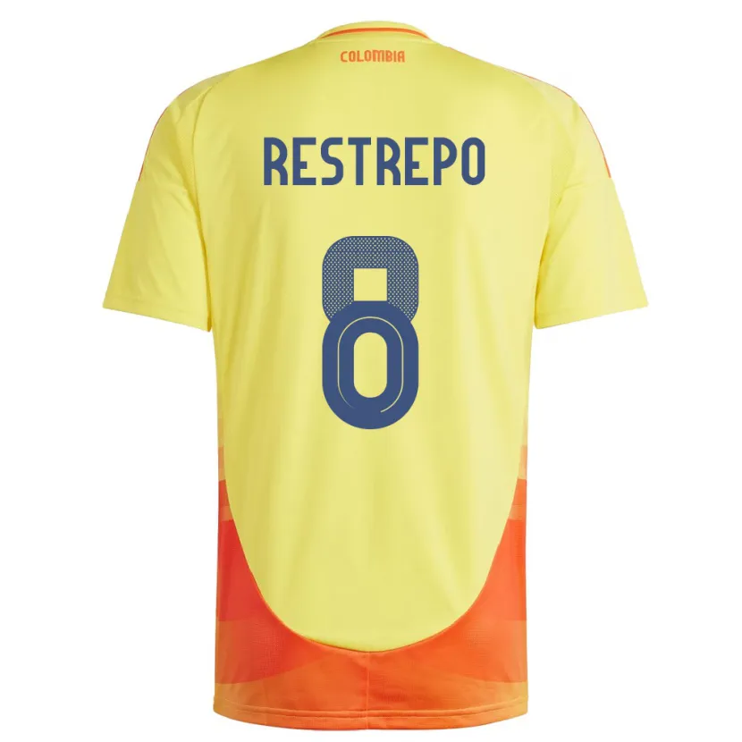 Danxen Homme Maillot Colombie Marcela Restrepo #8 Jaune Tenues Domicile 24-26 T-Shirt
