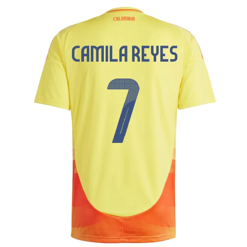 Danxen Homme Maillot Colombie María Camila Reyes #7 Jaune Tenues Domicile 24-26 T-Shirt