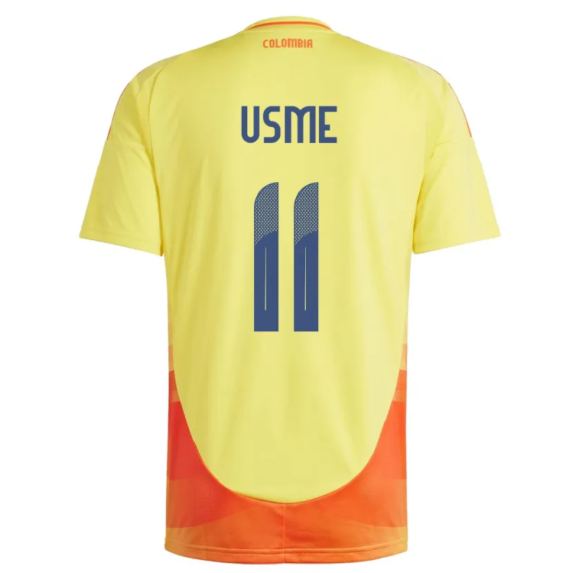 Danxen Homme Maillot Colombie Catalina Usme #11 Jaune Tenues Domicile 24-26 T-Shirt